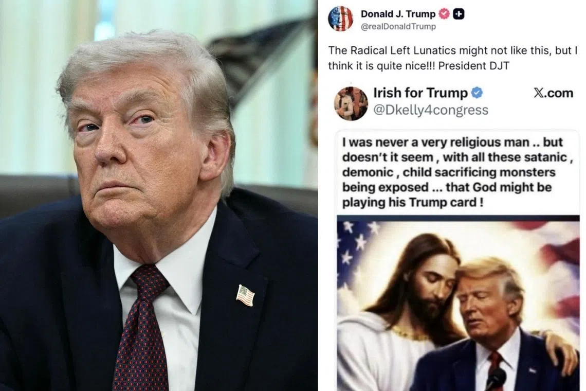 Gambar Donald Trump dan Yesus yang diposting di Truth Social